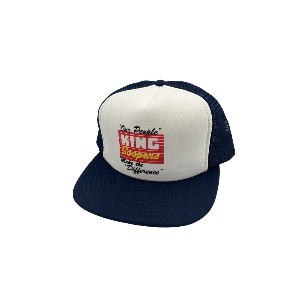 King Soopers VTG Sportcap Trucker Hat Navy Blue White Snapback